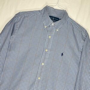 Ralph Lauren Classic Fit Gingham Check Button Down Shirt Men 16 1/2